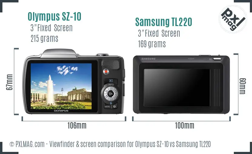 Olympus SZ-10 vs Samsung TL220 Screen and Viewfinder comparison Olympus SZ-10 vs Samsung TL220 Screen and Viewfinder comparison