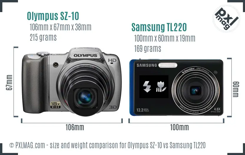 Olympus SZ-10 vs Samsung TL220 size comparison Olympus SZ-10 vs Samsung TL220 size comparison