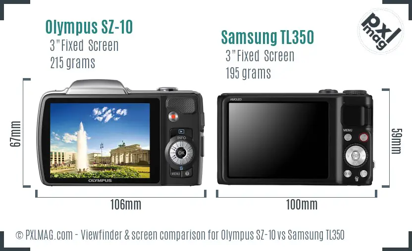 Olympus SZ-10 vs Samsung TL350 Screen and Viewfinder comparison