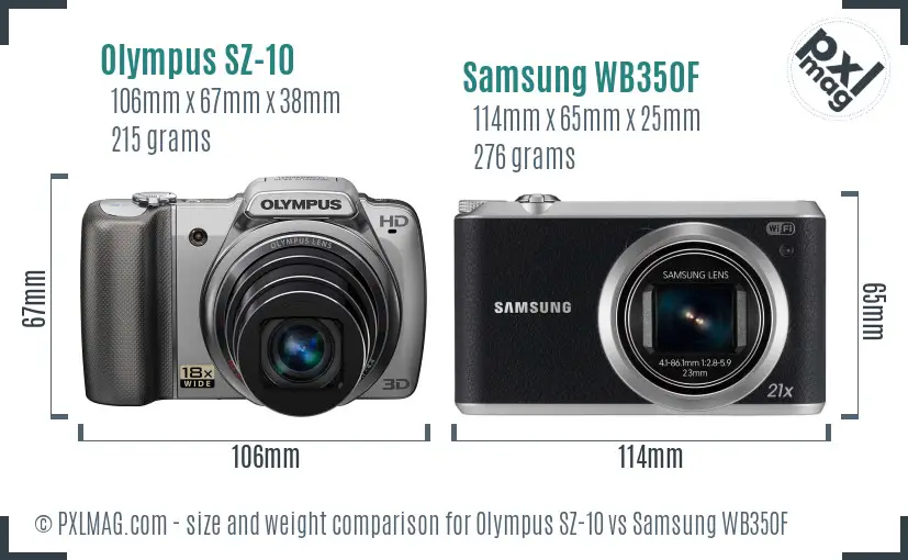 Olympus SZ-10 vs Samsung WB350F size comparison Olympus SZ-10 vs Samsung WB350F size comparison