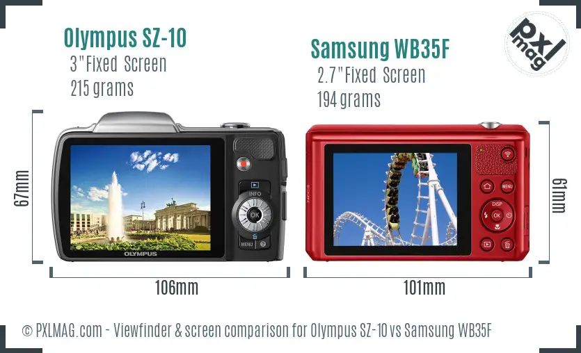 Olympus SZ-10 vs Samsung WB35F Screen and Viewfinder comparison Olympus SZ-10 vs Samsung WB35F Screen and Viewfinder comparison