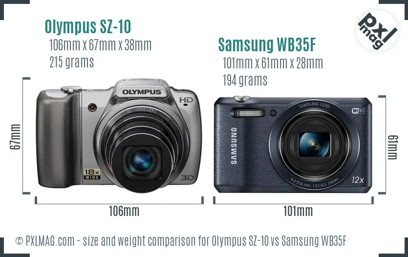 Olympus SZ-10 vs Samsung WB35F size comparison Olympus SZ-10 vs Samsung WB35F size comparison