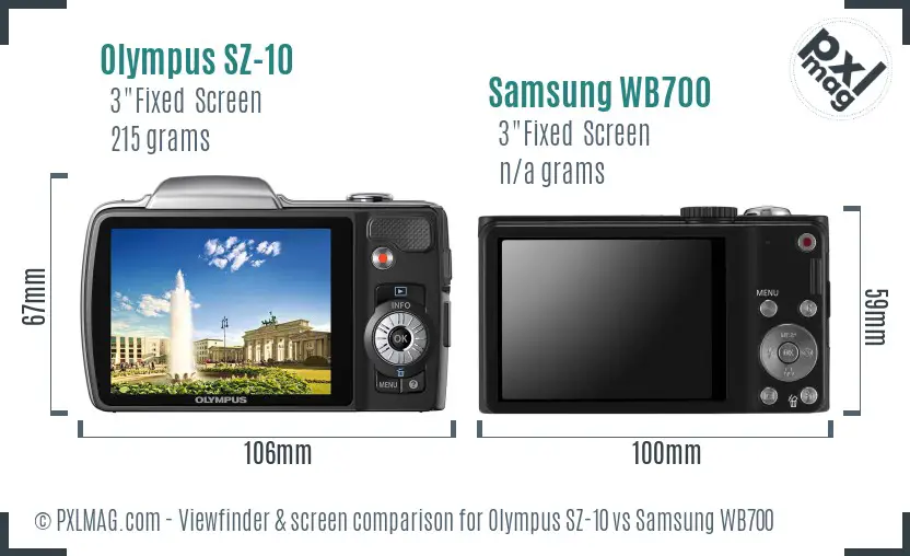 Olympus SZ-10 vs Samsung WB700 Screen and Viewfinder comparison