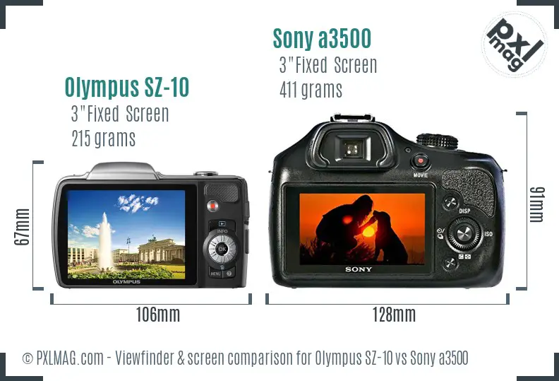 Olympus SZ-10 vs Sony a3500 Screen and Viewfinder comparison Olympus SZ-10 vs Sony a3500 Screen and Viewfinder comparison