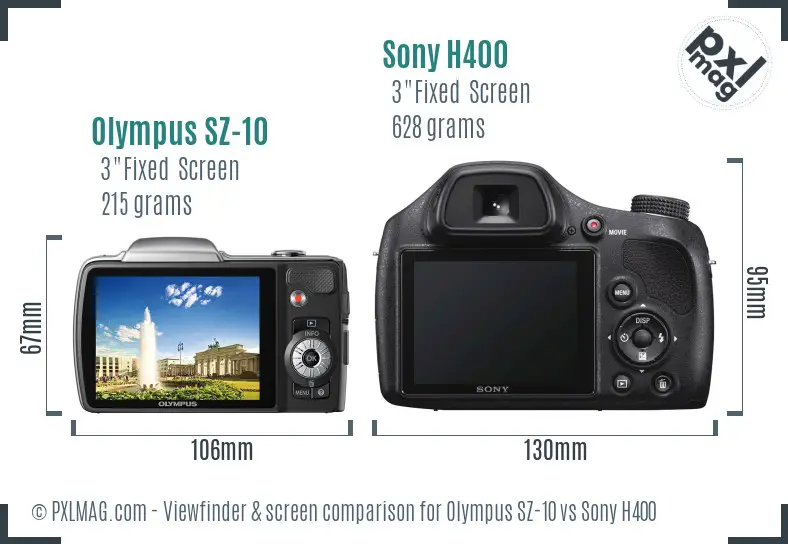 Olympus SZ-10 vs Sony H400 Screen and Viewfinder comparison