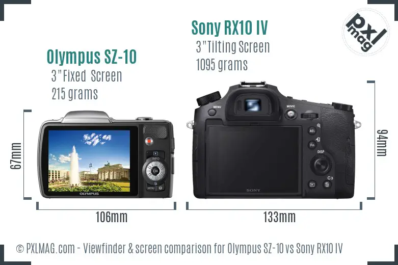Olympus SZ-10 vs Sony RX10 IV Screen and Viewfinder comparison
