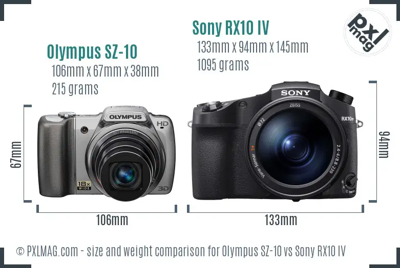 Olympus SZ-10 vs Sony RX10 IV size comparison