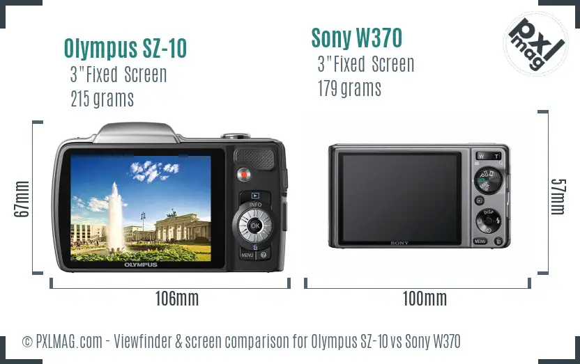 Olympus SZ-10 vs Sony W370 Screen and Viewfinder comparison Olympus SZ-10 vs Sony W370 Screen and Viewfinder comparison