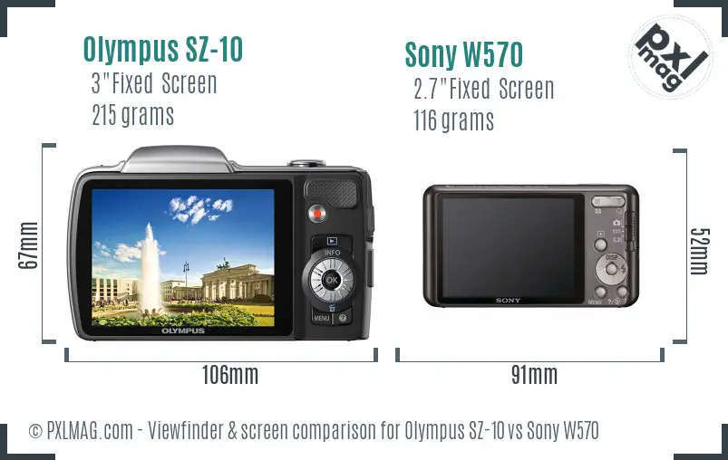 Olympus SZ-10 vs Sony W570 Screen and Viewfinder comparison