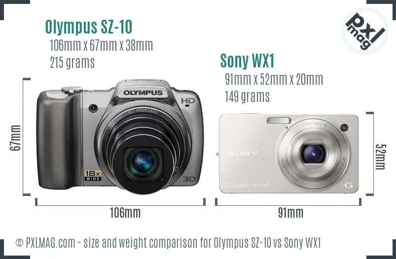 Olympus SZ-10 vs Sony WX1 size comparison