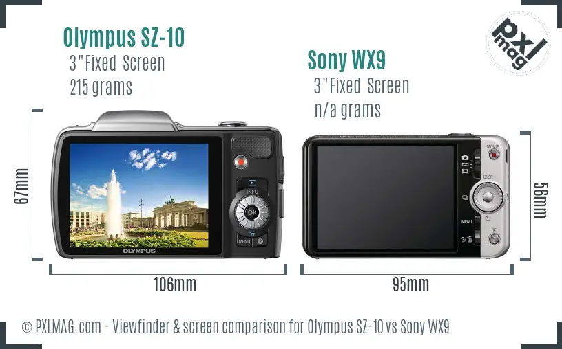 Olympus SZ-10 vs Sony WX9 Screen and Viewfinder comparison