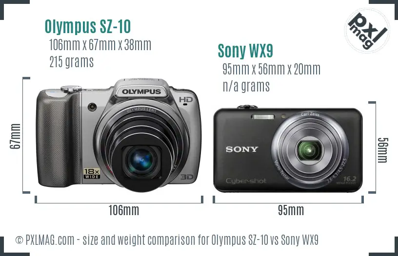 Olympus SZ-10 vs Sony WX9 size comparison