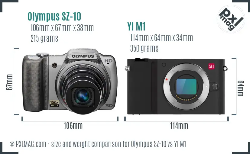 Olympus SZ-10 vs YI M1 size comparison