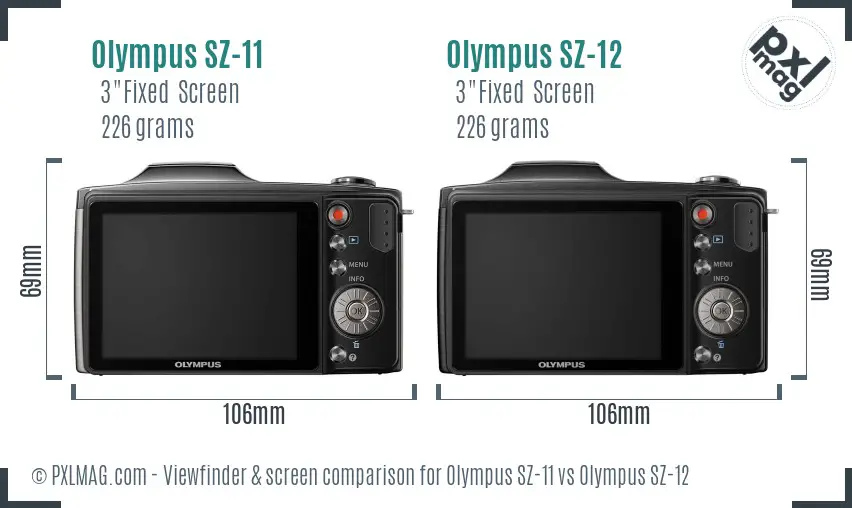 Olympus SZ-11 vs Olympus SZ-12 Screen and Viewfinder comparison