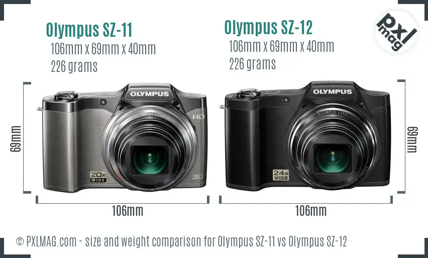 Olympus SZ-11 vs Olympus SZ-12 size comparison