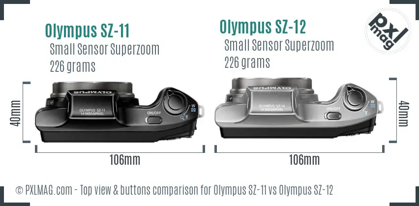 Olympus SZ-11 vs Olympus SZ-12 top view buttons comparison