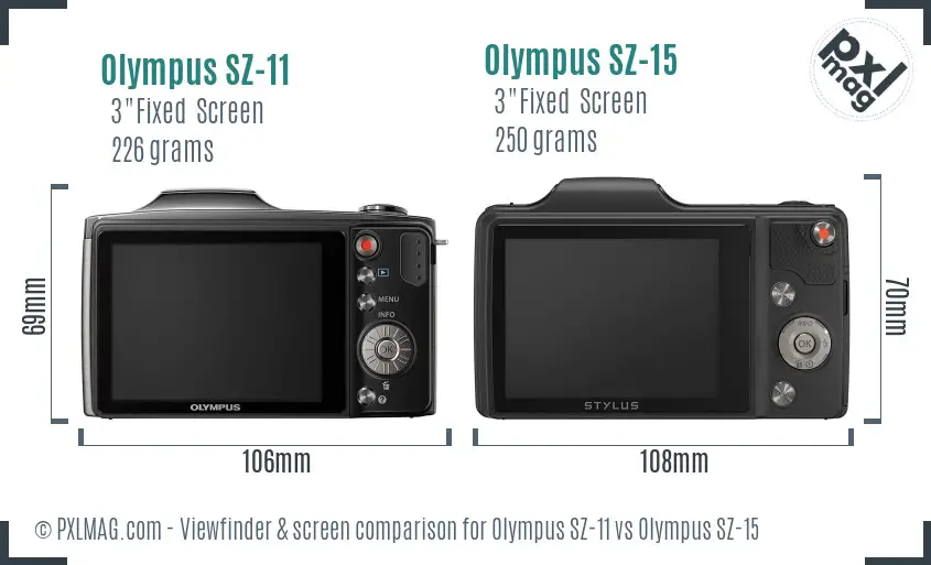 Olympus SZ-11 vs Olympus SZ-15 Screen and Viewfinder comparison