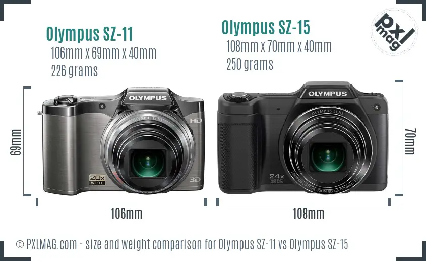 Olympus SZ-11 vs Olympus SZ-15 size comparison