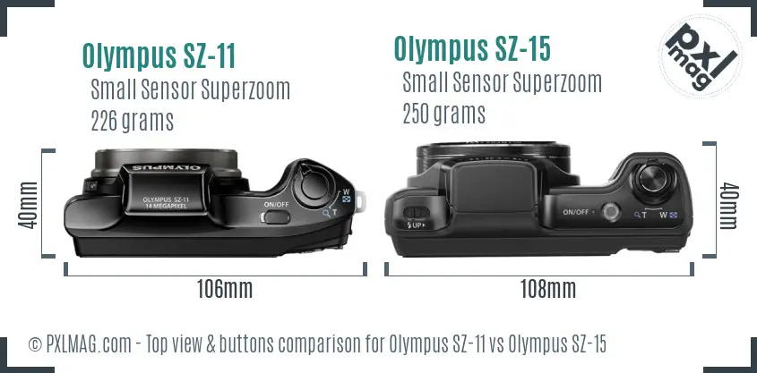 Olympus SZ-11 vs Olympus SZ-15 top view buttons comparison