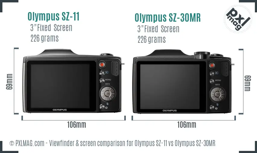 Olympus SZ-11 vs Olympus SZ-30MR Screen and Viewfinder comparison