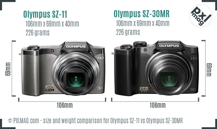 Olympus SZ-11 vs Olympus SZ-30MR size comparison