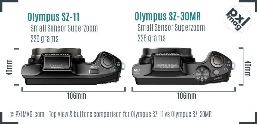 Olympus SZ-11 vs Olympus SZ-30MR top view buttons comparison
