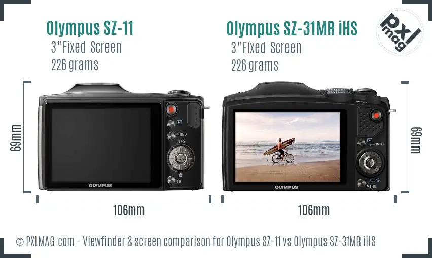 Olympus SZ-11 vs Olympus SZ-31MR iHS Screen and Viewfinder comparison
