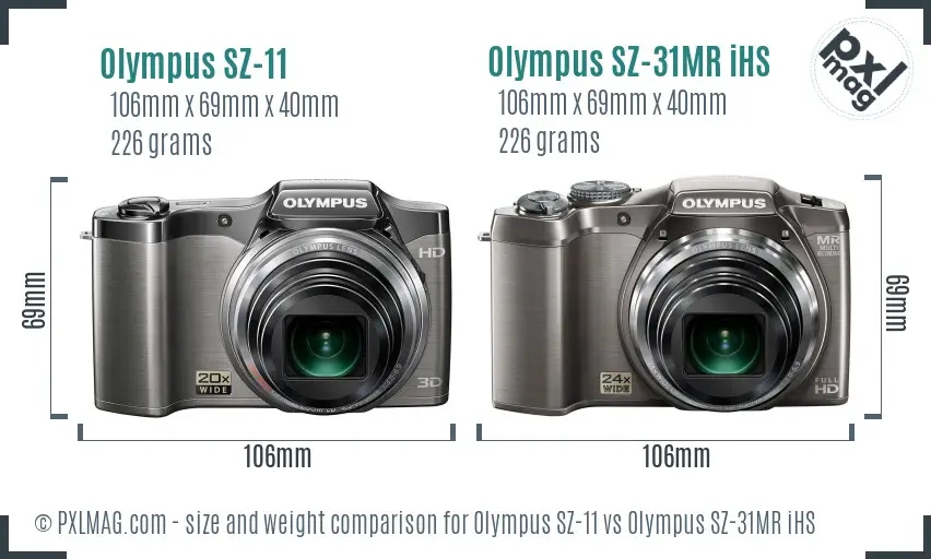 Olympus SZ-11 vs Olympus SZ-31MR iHS size comparison