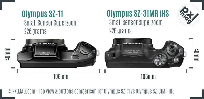 Olympus SZ-11 vs Olympus SZ-31MR iHS top view buttons comparison