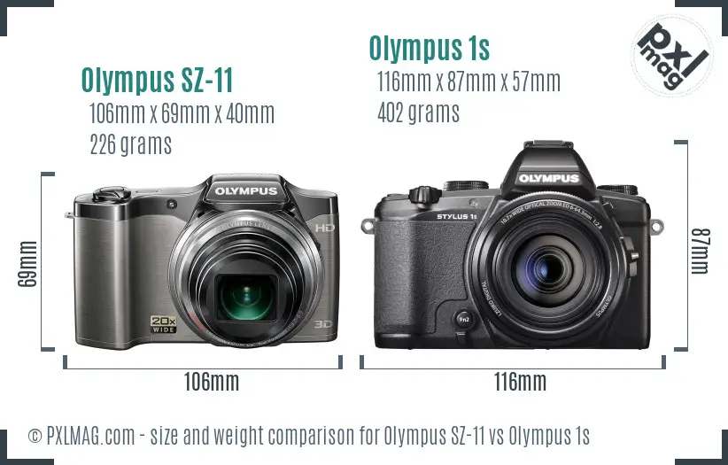 Olympus SZ-11 vs Olympus 1s size comparison