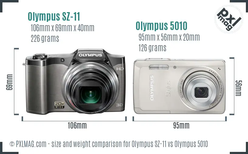 Olympus SZ-11 vs Olympus 5010 size comparison