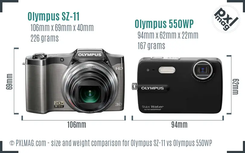 Olympus SZ-11 vs Olympus 550WP size comparison