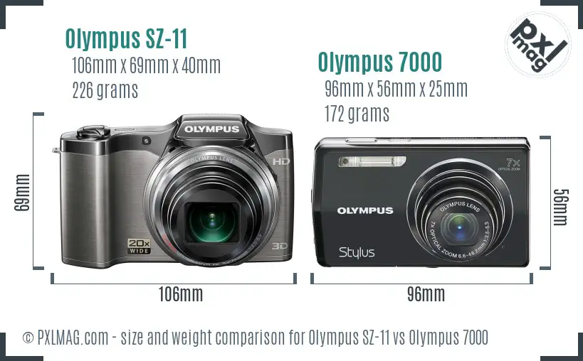 Olympus SZ-11 vs Olympus 7000 size comparison
