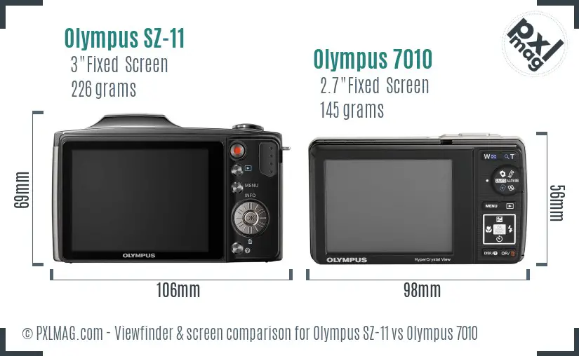 Olympus SZ-11 vs Olympus 7010 Screen and Viewfinder comparison