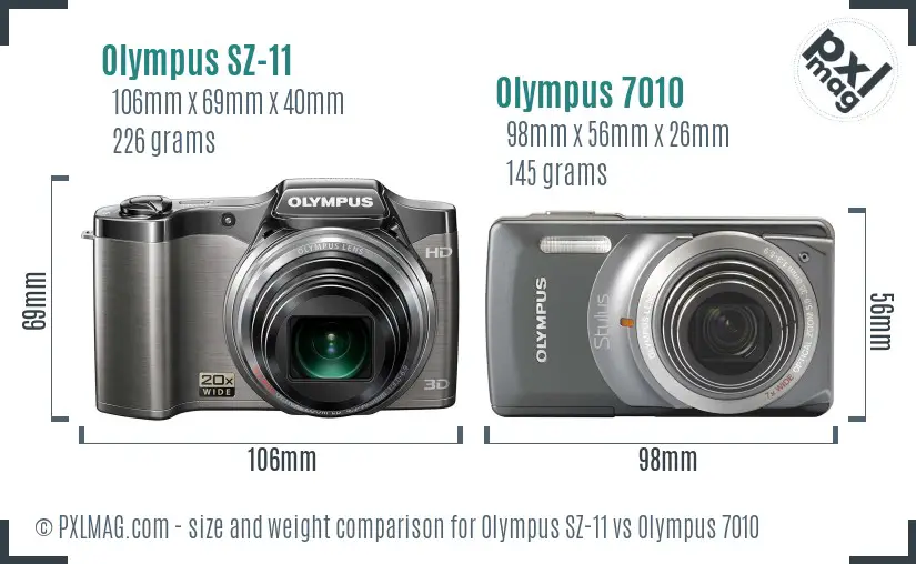 Olympus SZ-11 vs Olympus 7010 size comparison