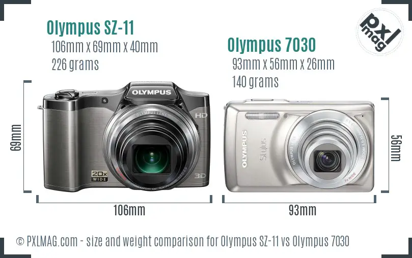 Olympus SZ-11 vs Olympus 7030 size comparison