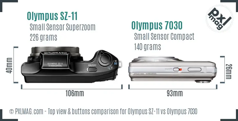 Olympus SZ-11 vs Olympus 7030 top view buttons comparison