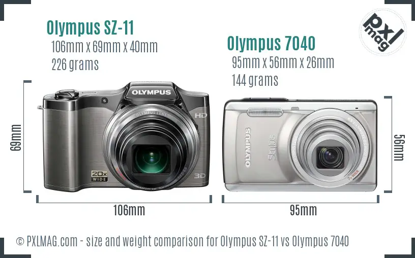 Olympus SZ-11 vs Olympus 7040 size comparison