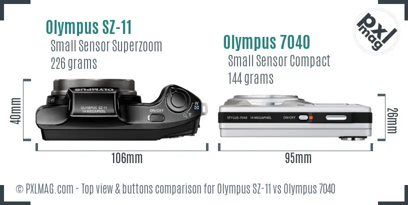 Olympus SZ-11 vs Olympus 7040 top view buttons comparison