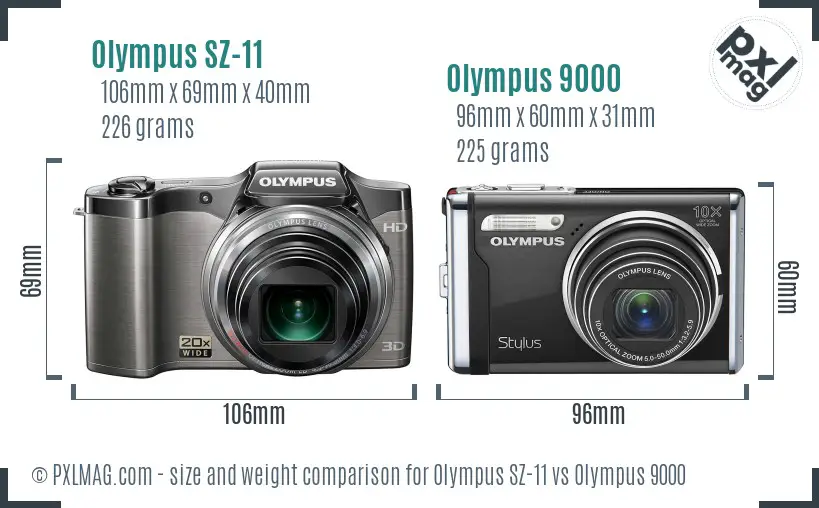 Olympus SZ-11 vs Olympus 9000 size comparison