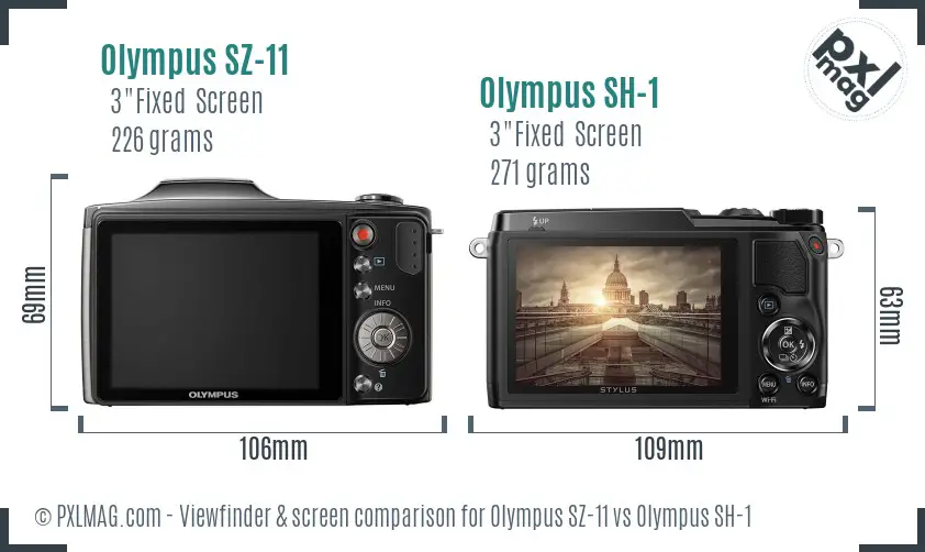 Olympus SZ-11 vs Olympus SH-1 Screen and Viewfinder comparison