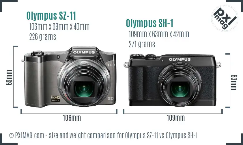 Olympus SZ-11 vs Olympus SH-1 size comparison
