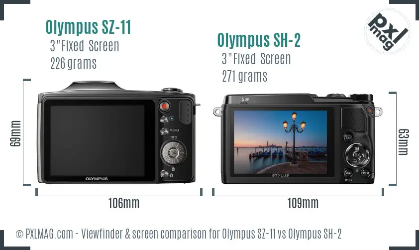 Olympus SZ-11 vs Olympus SH-2 Screen and Viewfinder comparison