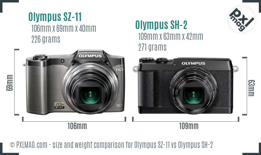 Olympus SZ-11 vs Olympus SH-2 size comparison