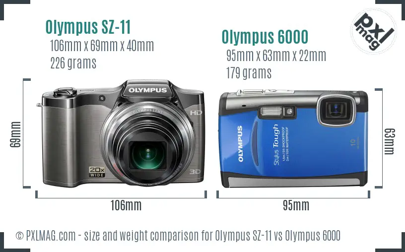 Olympus SZ-11 vs Olympus 6000 size comparison