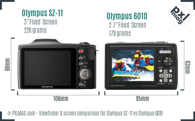 Olympus SZ-11 vs Olympus 6010 Screen and Viewfinder comparison