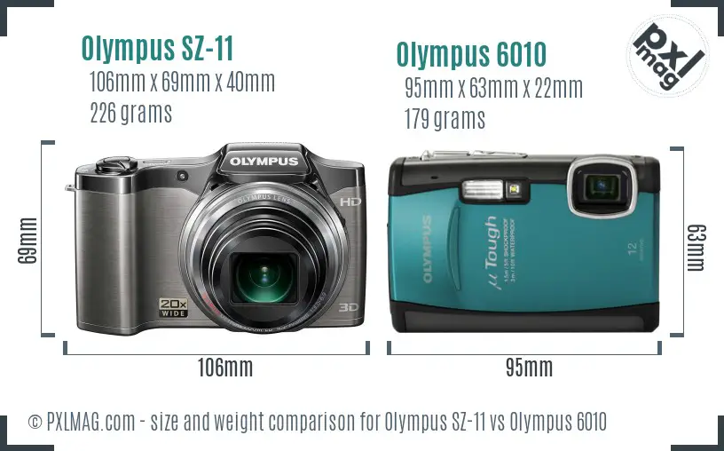 Olympus SZ-11 vs Olympus 6010 size comparison