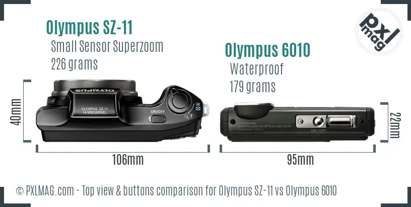 Olympus SZ-11 vs Olympus 6010 top view buttons comparison