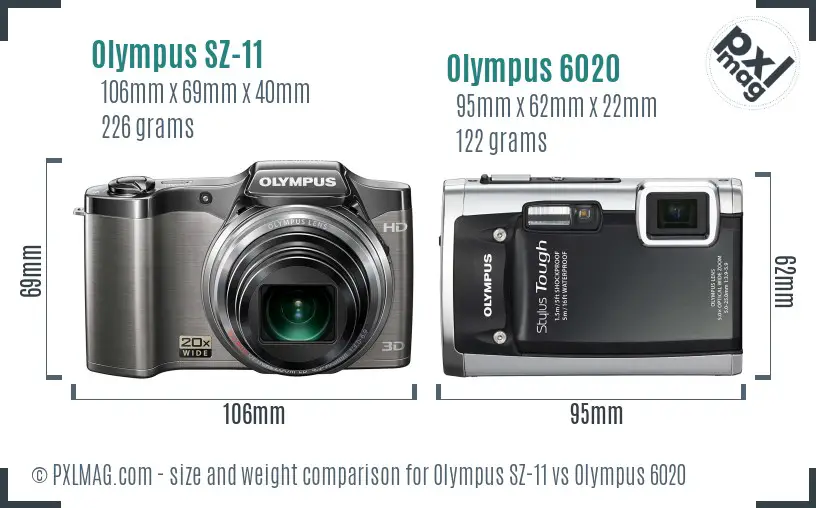 Olympus SZ-11 vs Olympus 6020 size comparison