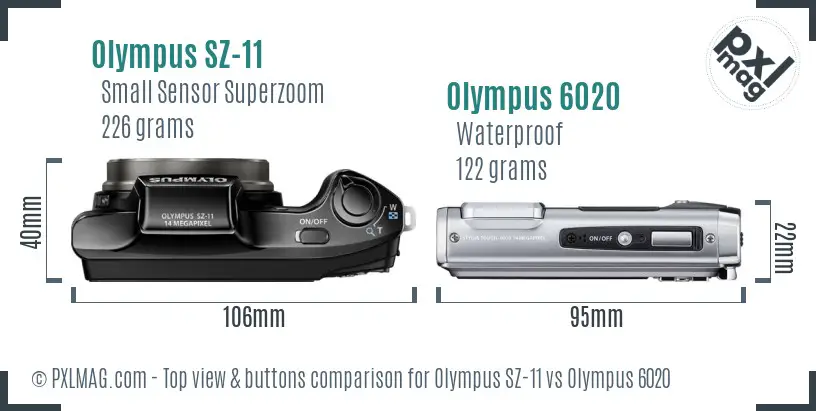 Olympus SZ-11 vs Olympus 6020 top view buttons comparison